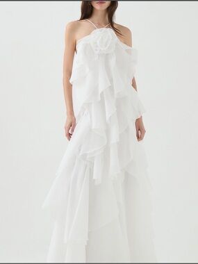 Aje Ivory Layered Ruffle Formal Dress